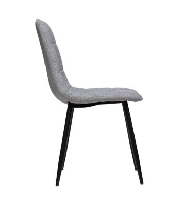 Chaise de table assise en tissu Gris souris et pieds en métal Noir