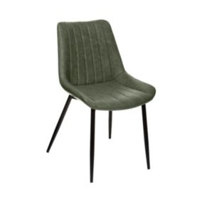 Chaise de table Assise Vert Kaki et pieds en métal