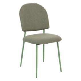 Chaise de table en tissu texturé Vert Cèdre et pieds en métal