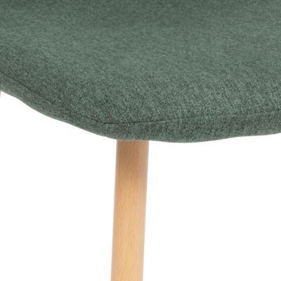 Chaise de table en tissu Vert cèdre et pieds en métal effet bois