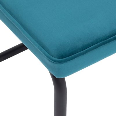 Chaise de table en velours Bleu canard et pieds en acier Noir