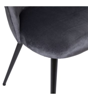 Chaise de table en Velours Gris souris et pieds en métal Noir