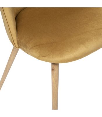 Chaise de table en Velours Jaune cumin et pieds en métal