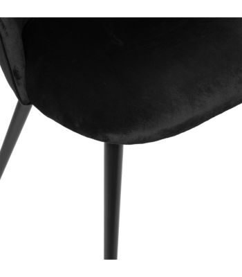 Chaise de table en Velours Noir et pieds en métal Noir