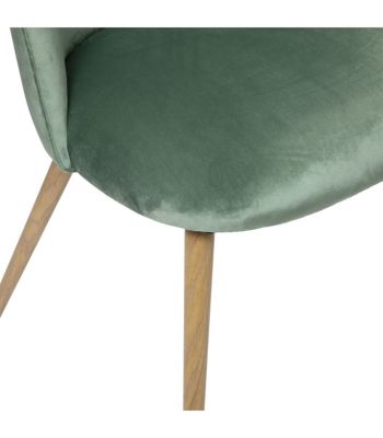 Chaise de table en Velours Vert céladon et pieds en métal