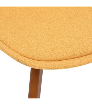 Chaise de table tissu chiné Jaune moutarde et pieds en Bois foncé