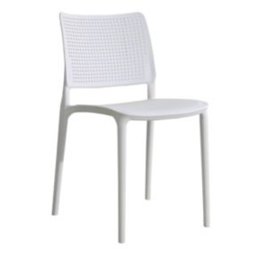 Chaise de terrasse ajourée en plastique blanc  Oviala