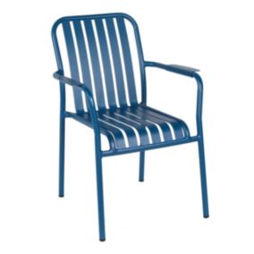 Chaise de terrasse avec accoudoirs en aluminium bleu foncé  Oviala