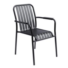 Chaise de terrasse avec accoudoirs en aluminium noire  Oviala