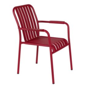 Chaise de terrasse avec accoudoirs en aluminium rouge  Oviala