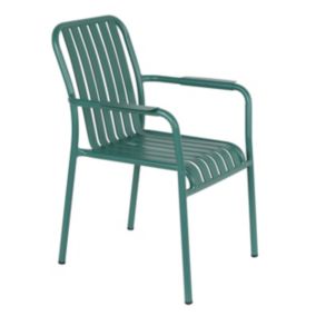 Chaise de terrasse avec accoudoirs en aluminium vert foncé  Oviala