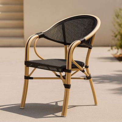 Chaise De Terrasse Empilable En Plastique Noir - Résistante Aux Intempéries - Jardin, Balcon - Oviala