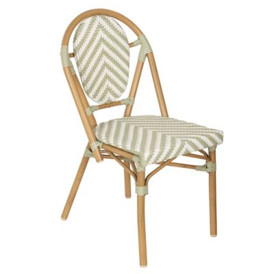 Chaise de terrasse style bistrot parisien en aluminium et rotin vert  Oviala