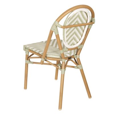 Chaise de terrasse style bistrot parisien en aluminium et rotin vert  Oviala