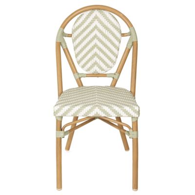 Chaise de terrasse style bistrot parisien en aluminium et rotin vert  Oviala