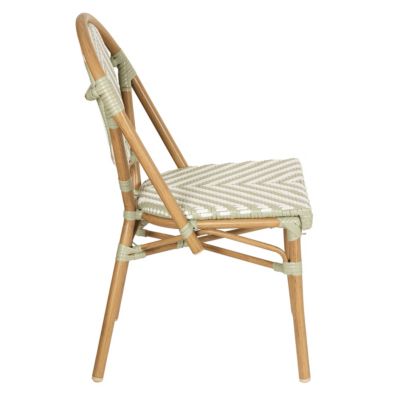 Chaise de terrasse style bistrot parisien en aluminium et rotin vert  Oviala