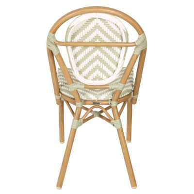 Chaise de terrasse style bistrot parisien en aluminium et rotin vert  Oviala