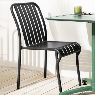Chaise design de terrasse en aluminium noire  Oviala
