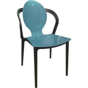 Chaise design en polypropylène effet glossy Bleu paon