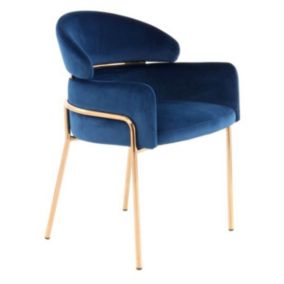 Chaise Design en Velours "Corey" 79cm Bleu