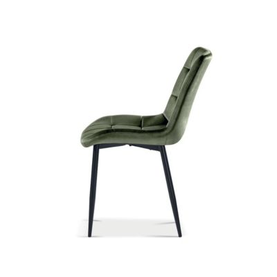 Chaise design KALI  Velours vert et pieds métal