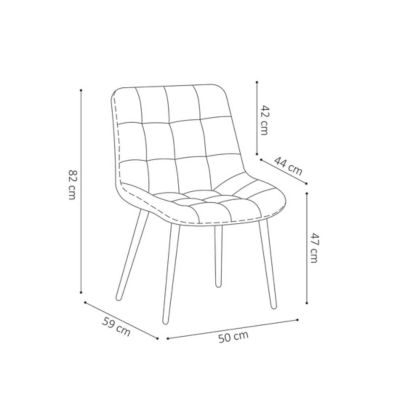 Chaise design KALI  Velours vert et pieds métal