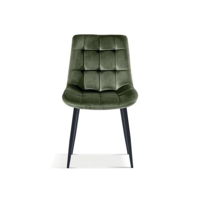 Chaise design KALI  Velours vert et pieds métal