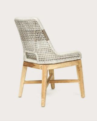 Chaise dossier haut en teck massif et corde naturelle beige - Uniqka