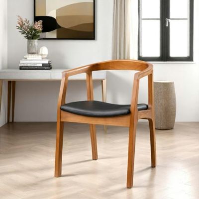 Chaise en bois ronde assise noire TENA