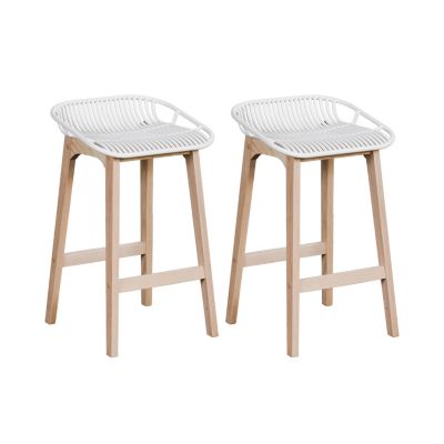 Chaise en plastique blanc et pieds en bois Homesight Malmo, 2 pièces