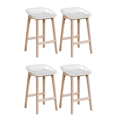 Chaise en plastique blanc et pieds en bois Homesight Malmo, 4 pièces