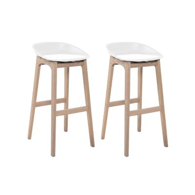 Chaise en plastique blanc et pieds en bois Homesight Riva, 2 pièces