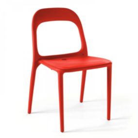 Chaise en plastique de jardin rouge  Oviala