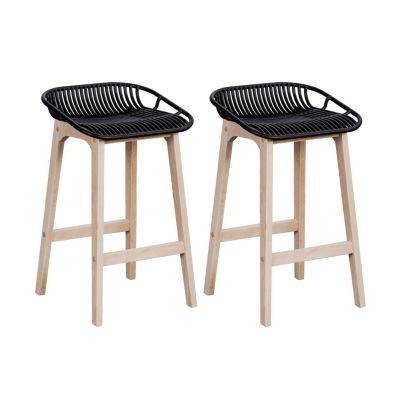Chaise en plastique noir et pieds en bois Homesight Malmo, 2 pièces