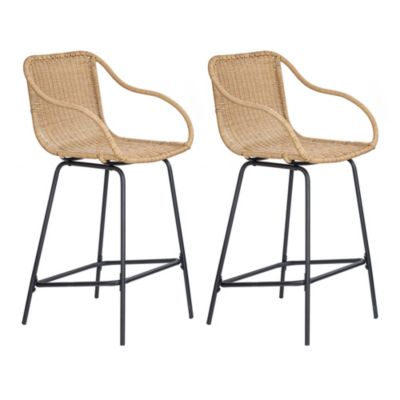 Chaise en style rotin beige et pieds en métal Homesight Moorea, 2 pièces