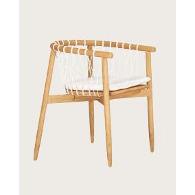 Chaise en teck massif et cordage blanc - Uniqka