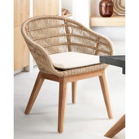 Chaise en teck massif et corde beige - Uniqka