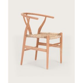 Chaise en teck massif et rotin - Uniqka