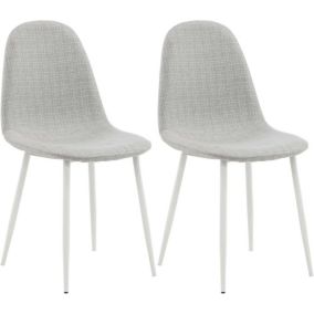 Chaise en tissu avec pieds en acier Polar (Lot de 2) Gris clair et blanc