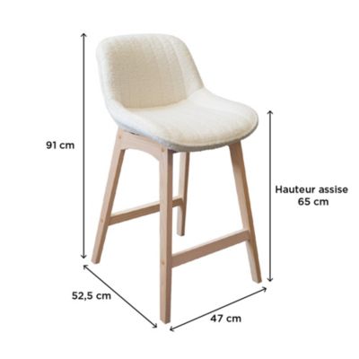 Chaise en tissu bouclette blanc et pieds en bois Homesight Milk, 2 pièces
