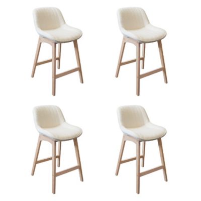 Chaise en tissu bouclette blanc et pieds en bois Homesight Milk, 4 pièces