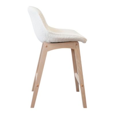 Chaise en tissu bouclette blanc et pieds en bois Homesight Milk, 4 pièces