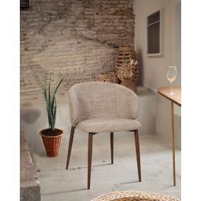 Chaise en tissu bouclette et pieds métal - Uniqka