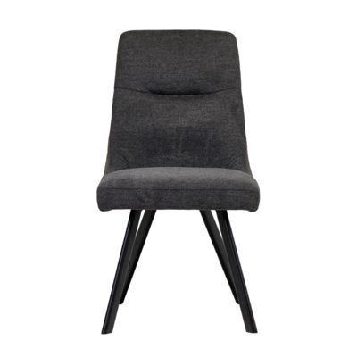 Chaise en tissu gris anthracite chiné et pieds évasés en métal - MARTA