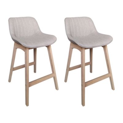 Chaise en tissu gris clair et pieds en bois Homesight Mellow, 2 pièces