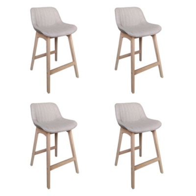 Chaise en tissu gris clair et pieds en bois Homesight Mellow, 4 pièces
