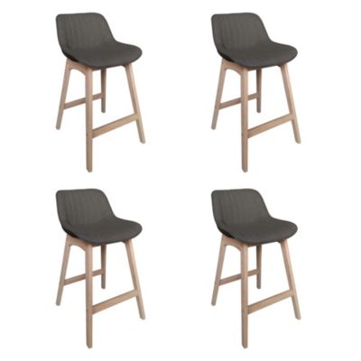 Chaise en tissu gris et pieds en bois Homesight Mellow, 4 pièces