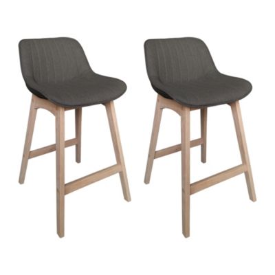 Chaise en tissu gris foncé et pieds en bois Homesight Mellow, 2 pièces
