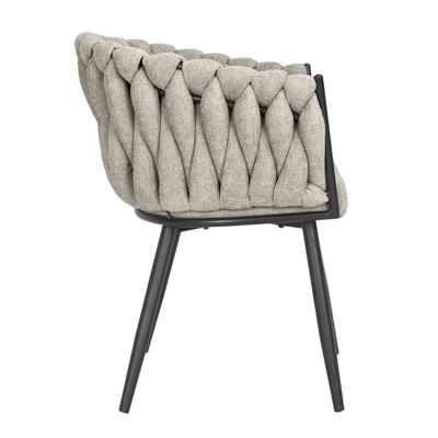Chaise en tissu maille tressé taupe avec pieds métal noir - BOWI 2