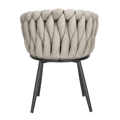 Chaise en tissu maille tressé taupe avec pieds métal noir - BOWI 2